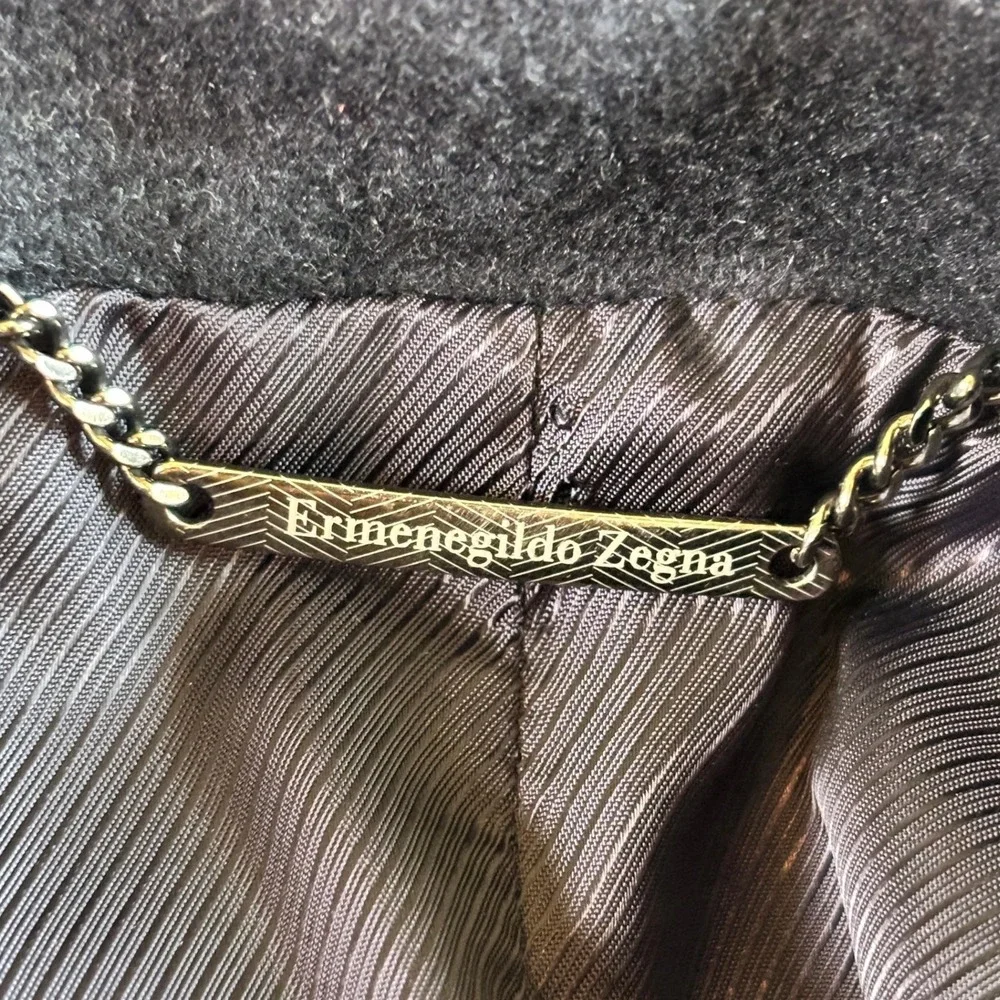Ermenegildo Zegna Mens Wool Silk Car Coat Luxury Minimalist Fits XL Navy/Gray